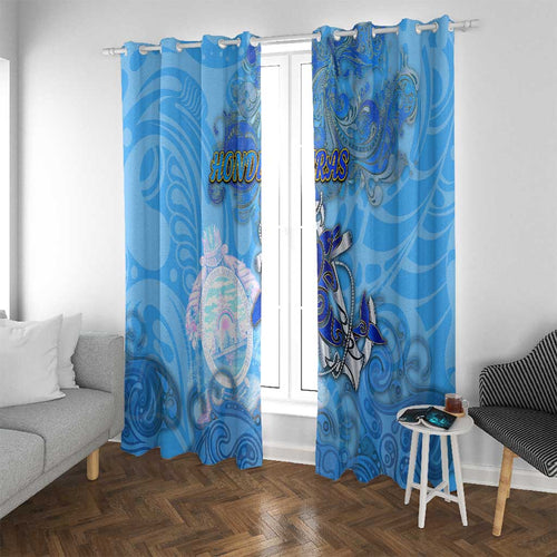 Ocean Spirit of Honduras Window Curtain Anchored in Honduran Pride - Aussie Hoodie