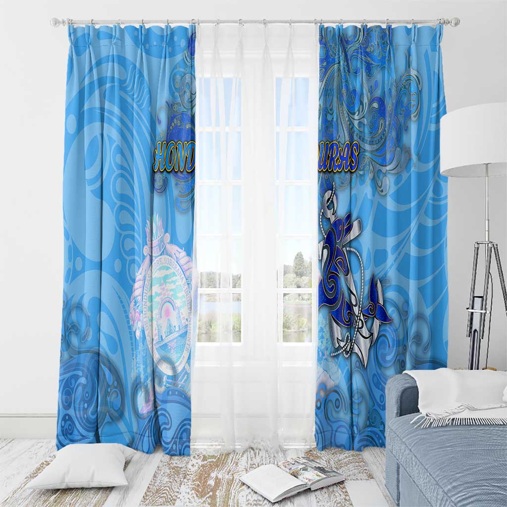 Ocean Spirit of Honduras Window Curtain Anchored in Honduran Pride - Aussie Hoodie