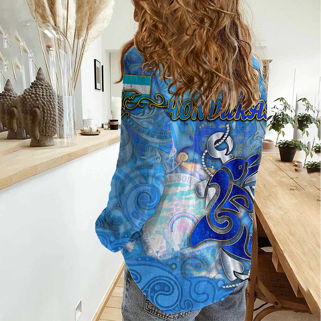 Ocean Spirit of Honduras Women Casual Shirt Anchored in Honduran Pride - Aussie Hoodie