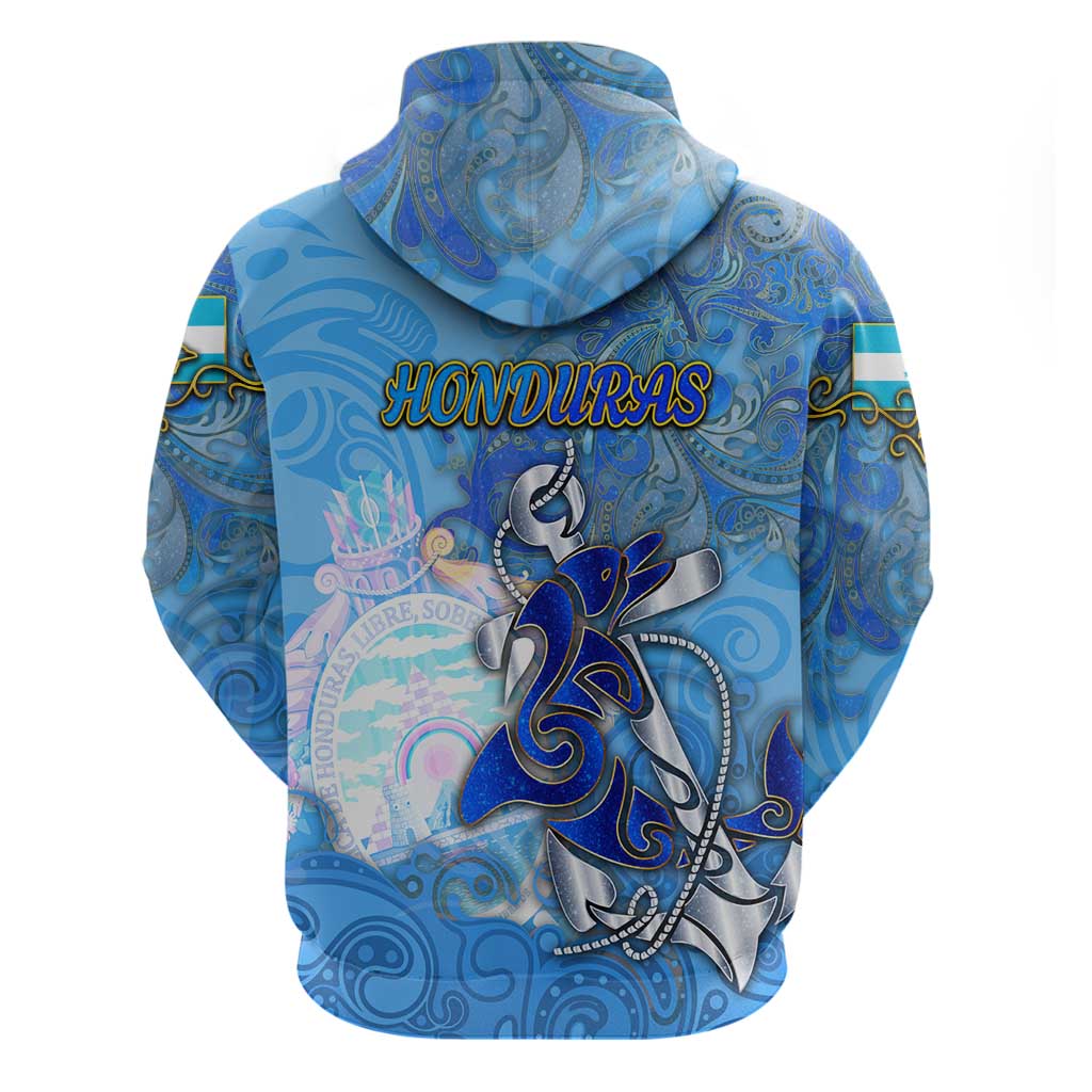 Ocean Spirit of Honduras Zip Hoodie Anchored in Honduran Pride - Aussie Hoodie