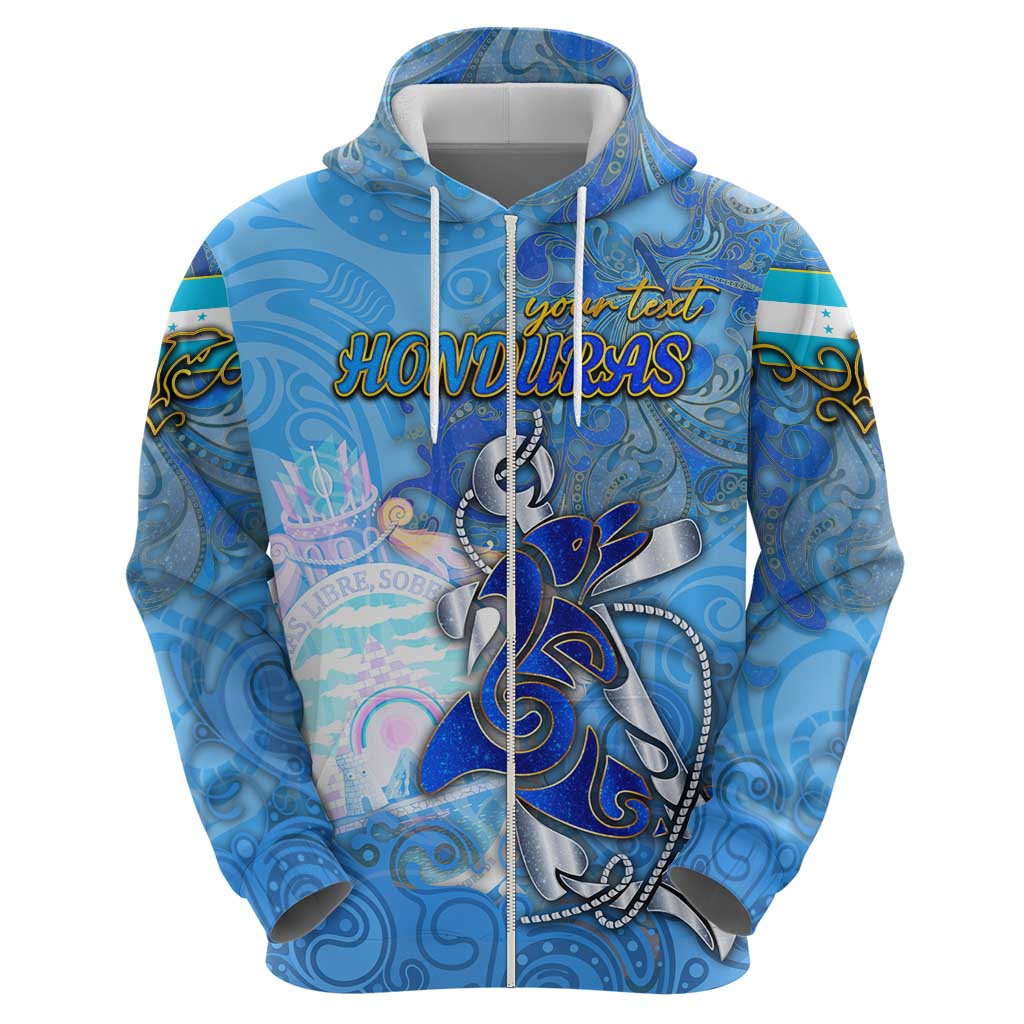 Ocean Spirit of Honduras Zip Hoodie Anchored in Honduran Pride - Aussie Hoodie