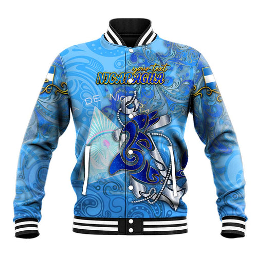 Ocean Spirit of Nicaragua Baseball Jacket Anchored in Nicaraguan Pride - Aussie Hoodie