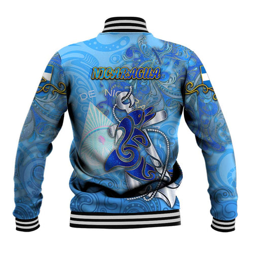 Ocean Spirit of Nicaragua Baseball Jacket Anchored in Nicaraguan Pride - Aussie Hoodie