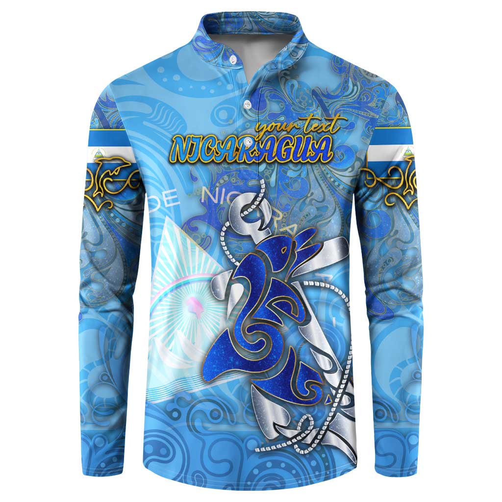 Ocean Spirit of Nicaragua Button Sweatshirt Anchored in Nicaraguan Pride - Aussie Hoodie