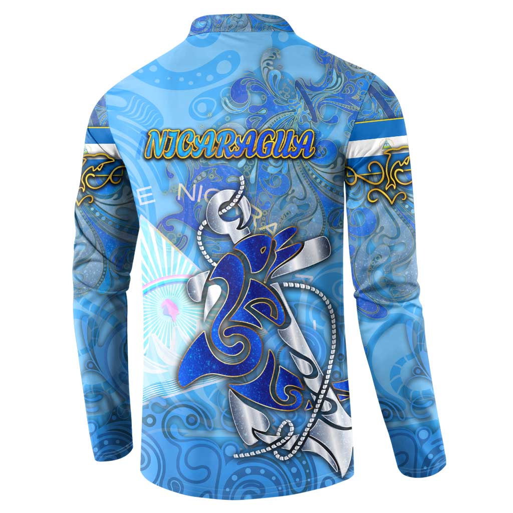 Ocean Spirit of Nicaragua Button Sweatshirt Anchored in Nicaraguan Pride - Aussie Hoodie