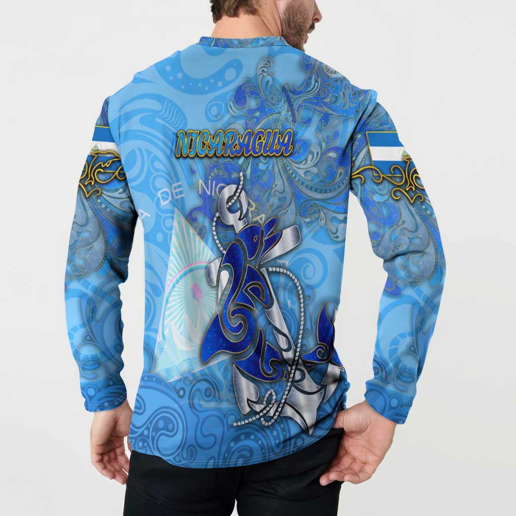 Ocean Spirit of Nicaragua Button Sweatshirt Anchored in Nicaraguan Pride - Aussie Hoodie
