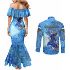 Ocean Spirit of Nicaragua Couples Matching Mermaid Dress and Long Sleeve Button Shirt Anchored in Nicaraguan Pride - Aussie Hoodie