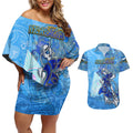 Ocean Spirit of Nicaragua Couples Matching Off Shoulder Short Dress and Hawaiian Shirt Anchored in Nicaraguan Pride - Aussie Hoodie