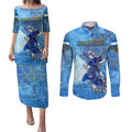 Ocean Spirit of Nicaragua Couples Matching Puletasi and Long Sleeve Button Shirt Anchored in Nicaraguan Pride - Aussie Hoodie