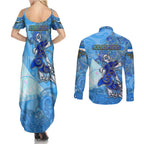 Ocean Spirit of Nicaragua Couples Matching Summer Maxi Dress and Long Sleeve Button Shirt Anchored in Nicaraguan Pride - Aussie Hoodie