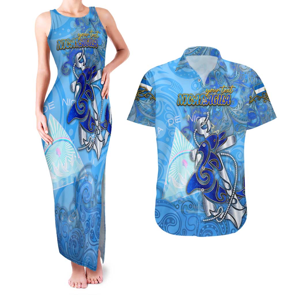Ocean Spirit of Nicaragua Couples Matching Tank Maxi Dress and Hawaiian Shirt Anchored in Nicaraguan Pride - Aussie Hoodie
