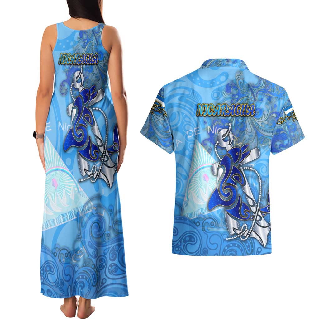 Ocean Spirit of Nicaragua Couples Matching Tank Maxi Dress and Hawaiian Shirt Anchored in Nicaraguan Pride - Aussie Hoodie