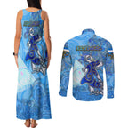 Ocean Spirit of Nicaragua Couples Matching Tank Maxi Dress and Long Sleeve Button Shirt Anchored in Nicaraguan Pride - Aussie Hoodie