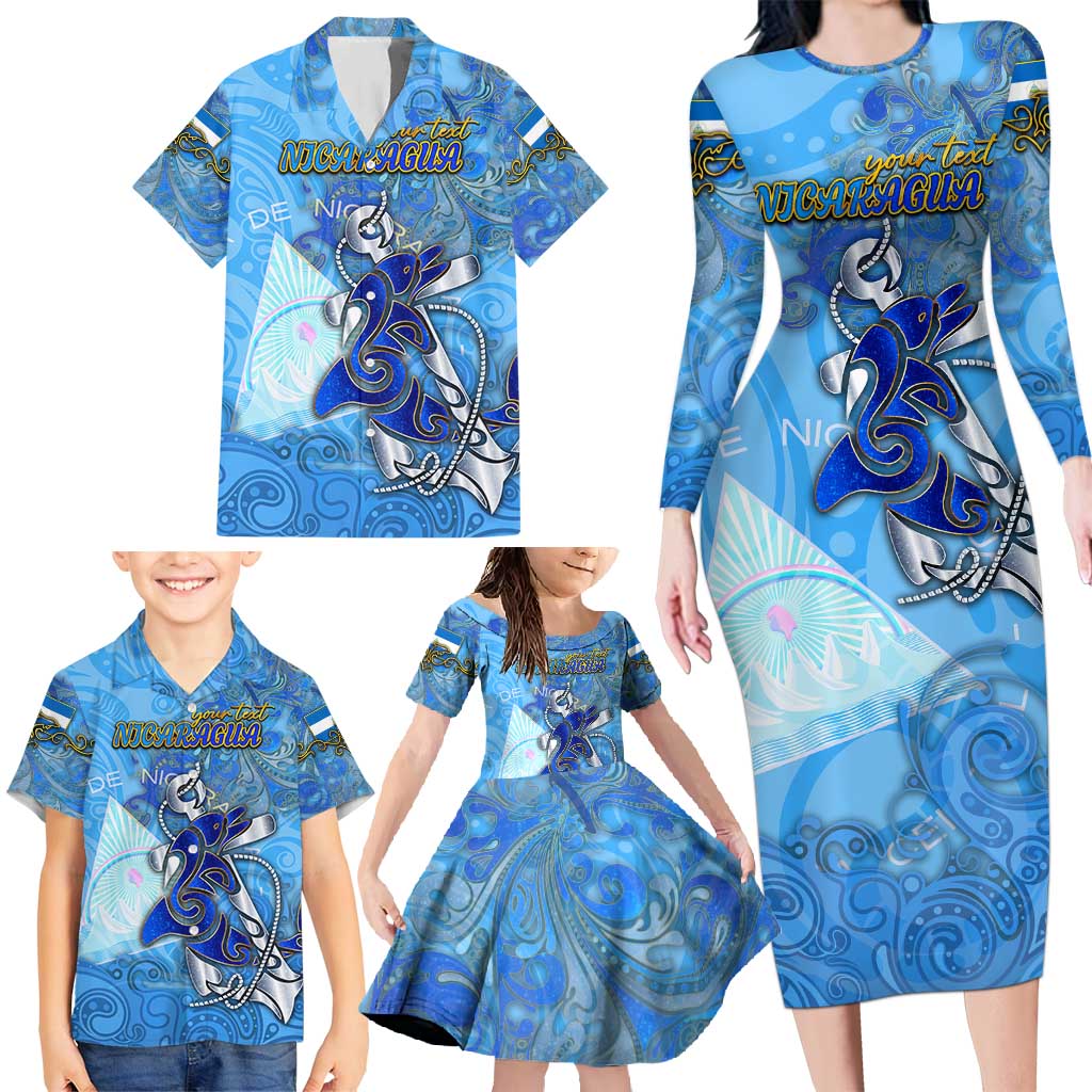 Ocean Spirit of Nicaragua Family Matching Long Sleeve Bodycon Dress and Hawaiian Shirt Anchored in Nicaraguan Pride - Aussie Hoodie