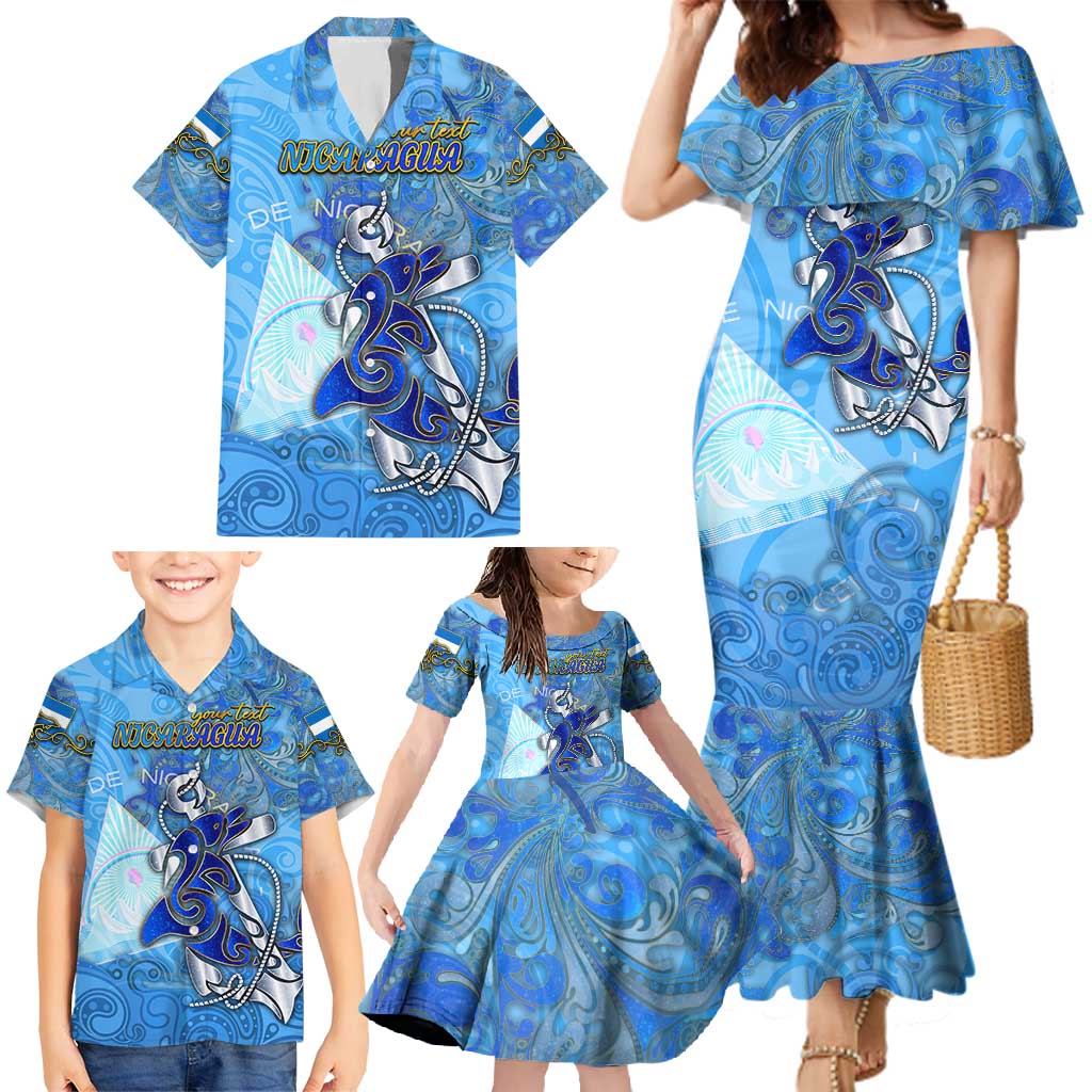 Ocean Spirit of Nicaragua Family Matching Mermaid Dress and Hawaiian Shirt Anchored in Nicaraguan Pride - Aussie Hoodie