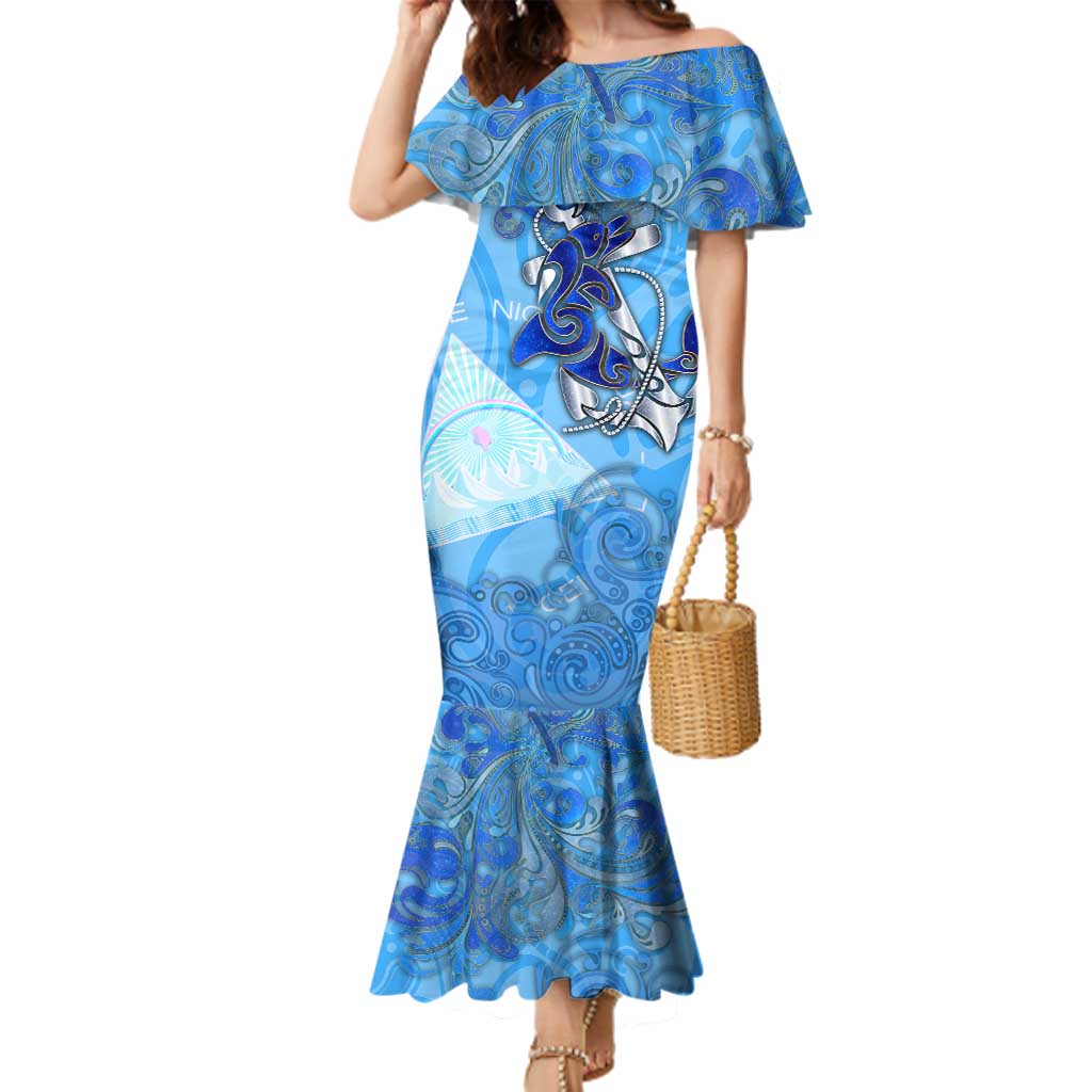 Ocean Spirit of Nicaragua Family Matching Mermaid Dress and Hawaiian Shirt Anchored in Nicaraguan Pride - Aussie Hoodie