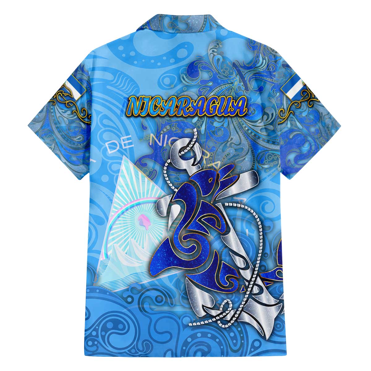 Ocean Spirit of Nicaragua Family Matching Off The Shoulder Long Sleeve Dress and Hawaiian Shirt Anchored in Nicaraguan Pride - Aussie Hoodie