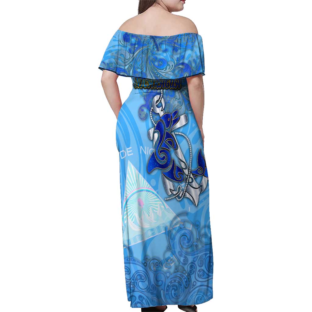 Ocean Spirit of Nicaragua Family Matching Off Shoulder Maxi Dress and Hawaiian Shirt Anchored in Nicaraguan Pride - Aussie Hoodie