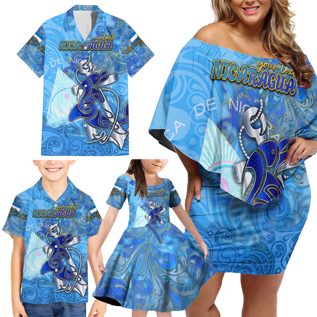 Ocean Spirit of Nicaragua Family Matching Off Shoulder Short Dress and Hawaiian Shirt Anchored in Nicaraguan Pride - Aussie Hoodie