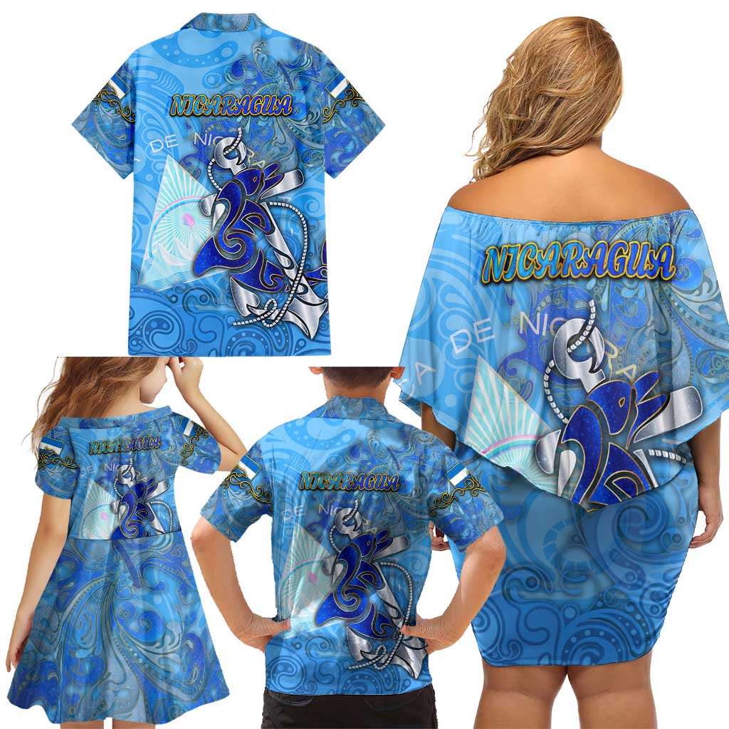 Ocean Spirit of Nicaragua Family Matching Off Shoulder Short Dress and Hawaiian Shirt Anchored in Nicaraguan Pride - Aussie Hoodie