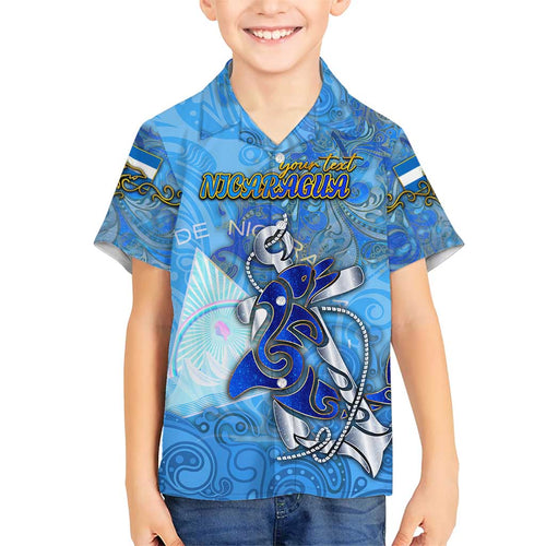 Ocean Spirit of Nicaragua Family Matching Short Sleeve Bodycon Dress and Hawaiian Shirt Anchored in Nicaraguan Pride - Aussie Hoodie