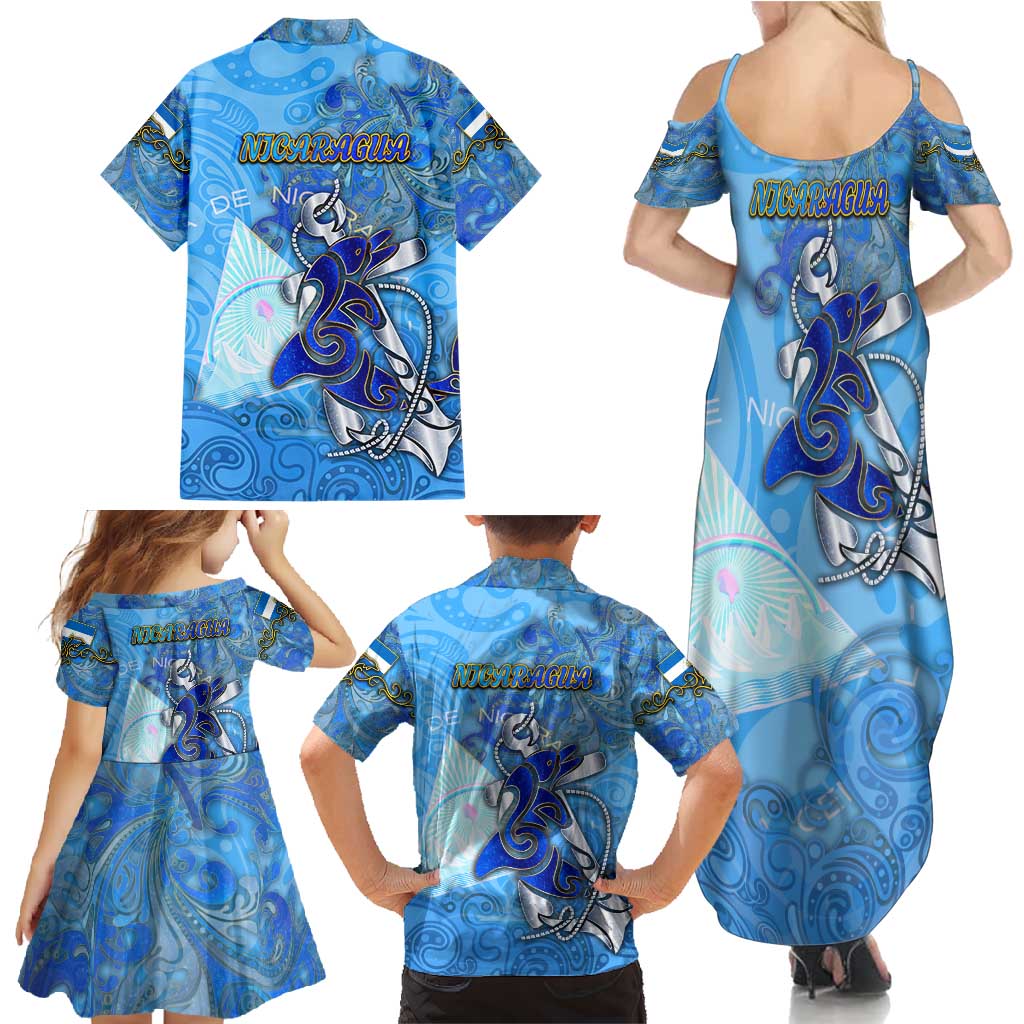 Ocean Spirit of Nicaragua Family Matching Summer Maxi Dress and Hawaiian Shirt Anchored in Nicaraguan Pride - Aussie Hoodie
