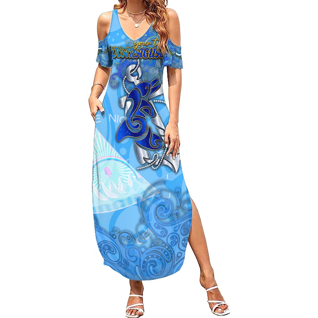 Ocean Spirit of Nicaragua Family Matching Summer Maxi Dress and Hawaiian Shirt Anchored in Nicaraguan Pride - Aussie Hoodie