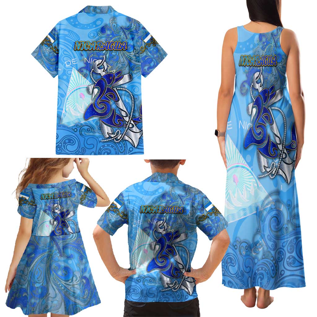 Ocean Spirit of Nicaragua Family Matching Tank Maxi Dress and Hawaiian Shirt Anchored in Nicaraguan Pride - Aussie Hoodie