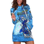 Ocean Spirit of Nicaragua Hoodie Dress Anchored in Nicaraguan Pride - Aussie Hoodie