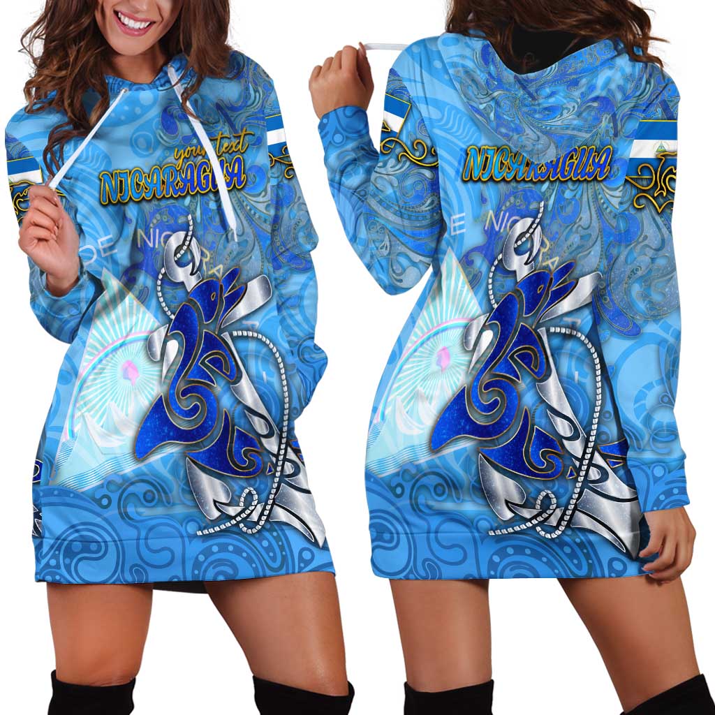 Ocean Spirit of Nicaragua Hoodie Dress Anchored in Nicaraguan Pride - Aussie Hoodie