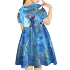 Ocean Spirit of Nicaragua Kid Short Sleeve Dress Anchored in Nicaraguan Pride - Aussie Hoodie