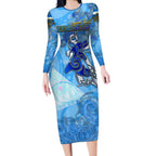 Ocean Spirit of Nicaragua Long Sleeve Bodycon Dress Anchored in Nicaraguan Pride - Aussie Hoodie