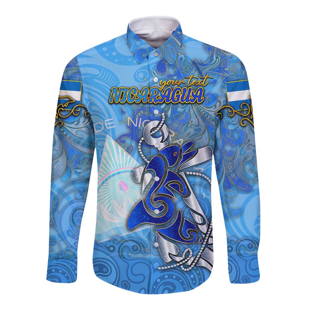 Ocean Spirit of Nicaragua Long Sleeve Button Shirt Anchored in Nicaraguan Pride - Aussie Hoodie