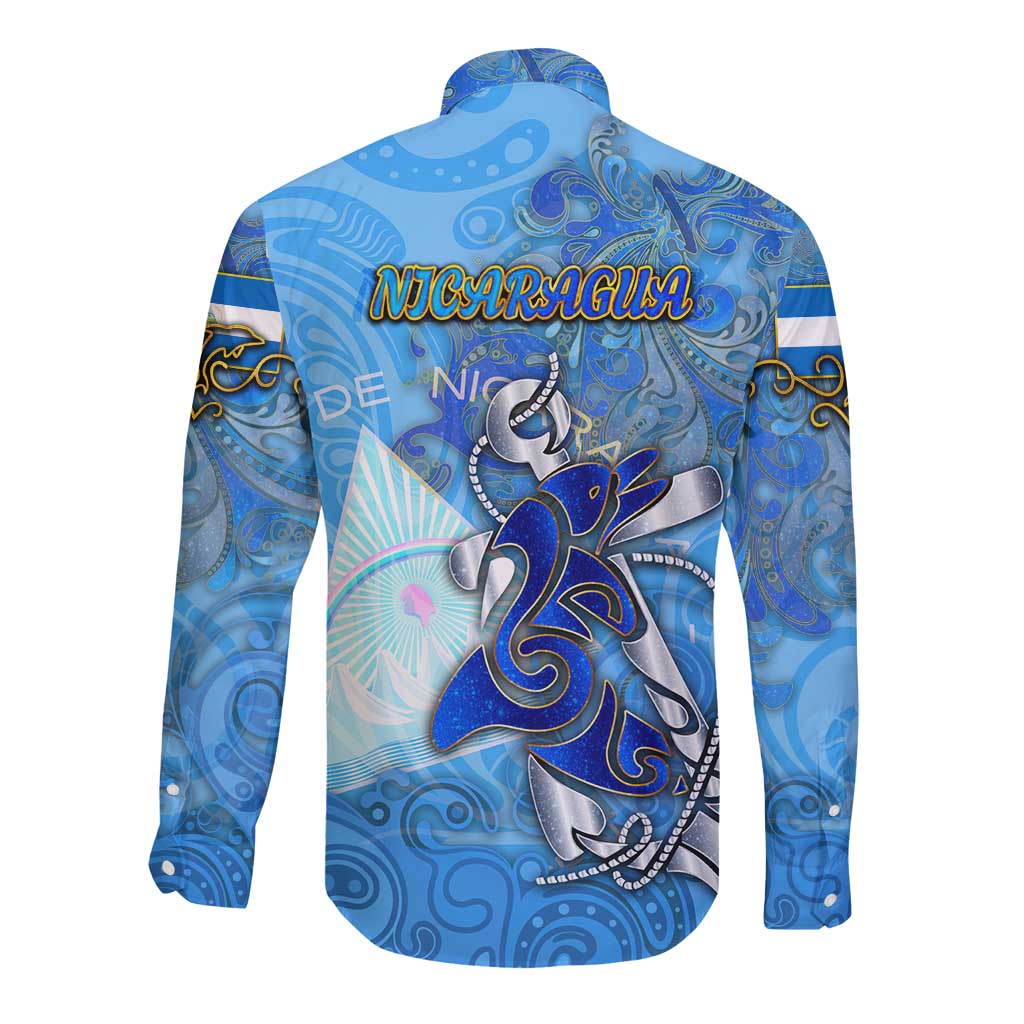 Ocean Spirit of Nicaragua Long Sleeve Button Shirt Anchored in Nicaraguan Pride - Aussie Hoodie