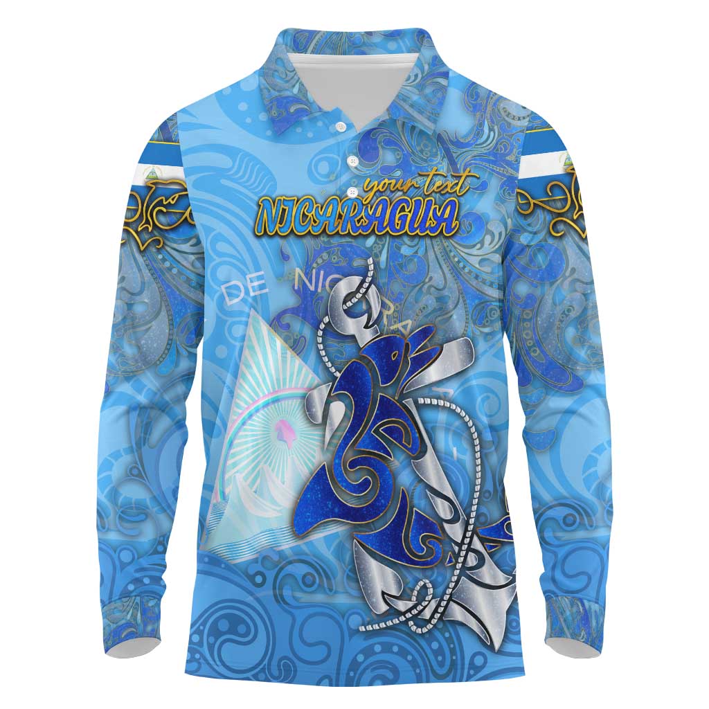 Ocean Spirit of Nicaragua Long Sleeve Polo Shirt Anchored in Nicaraguan Pride - Aussie Hoodie