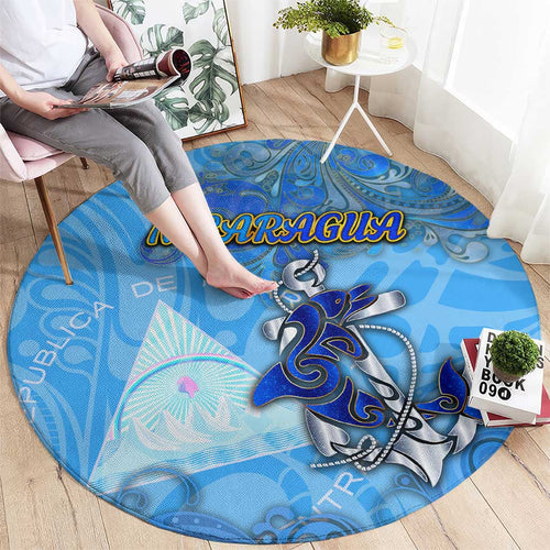 Ocean Spirit of Nicaragua Round Carpet Anchored in Nicaraguan Pride - Aussie Hoodie