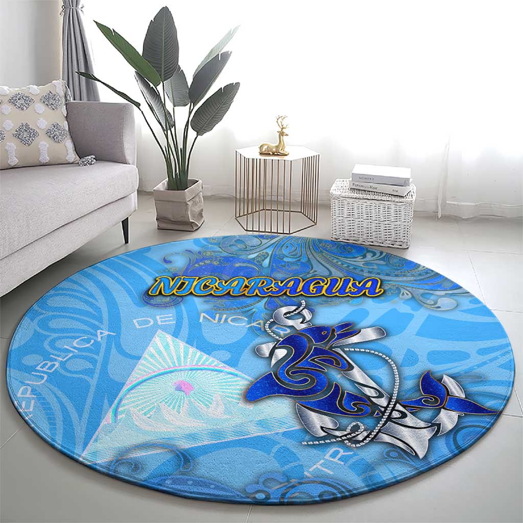 Ocean Spirit of Nicaragua Round Carpet Anchored in Nicaraguan Pride - Aussie Hoodie