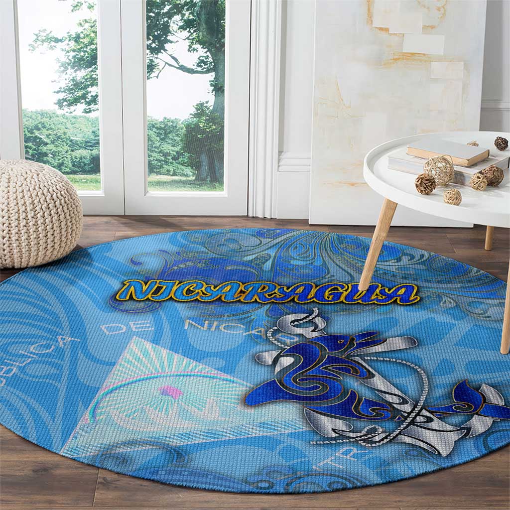 Ocean Spirit of Nicaragua Round Carpet Anchored in Nicaraguan Pride - Aussie Hoodie