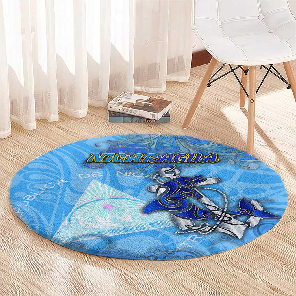 Ocean Spirit of Nicaragua Round Carpet Anchored in Nicaraguan Pride - Aussie Hoodie