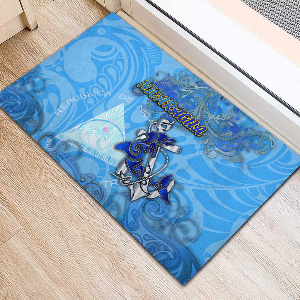 Ocean Spirit of Nicaragua Rubber Doormat Anchored in Nicaraguan Pride - Aussie Hoodie