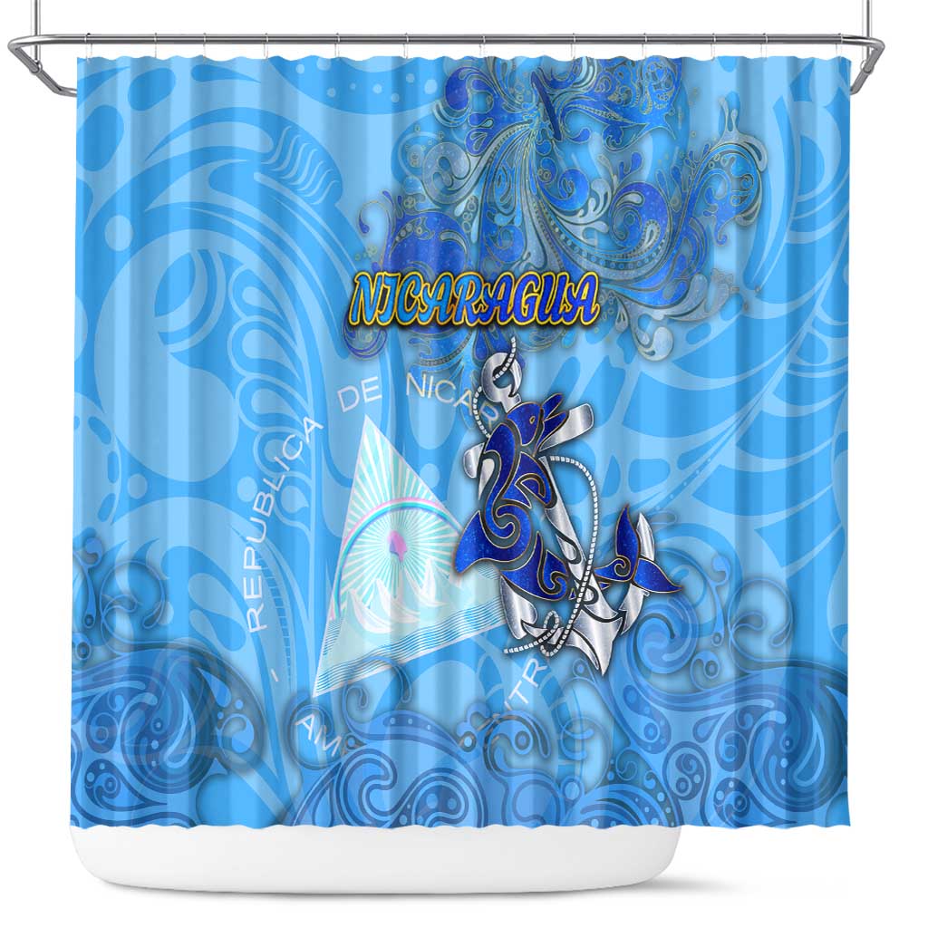 Ocean Spirit of Nicaragua Shower Curtain Anchored in Nicaraguan Pride - Aussie Hoodie
