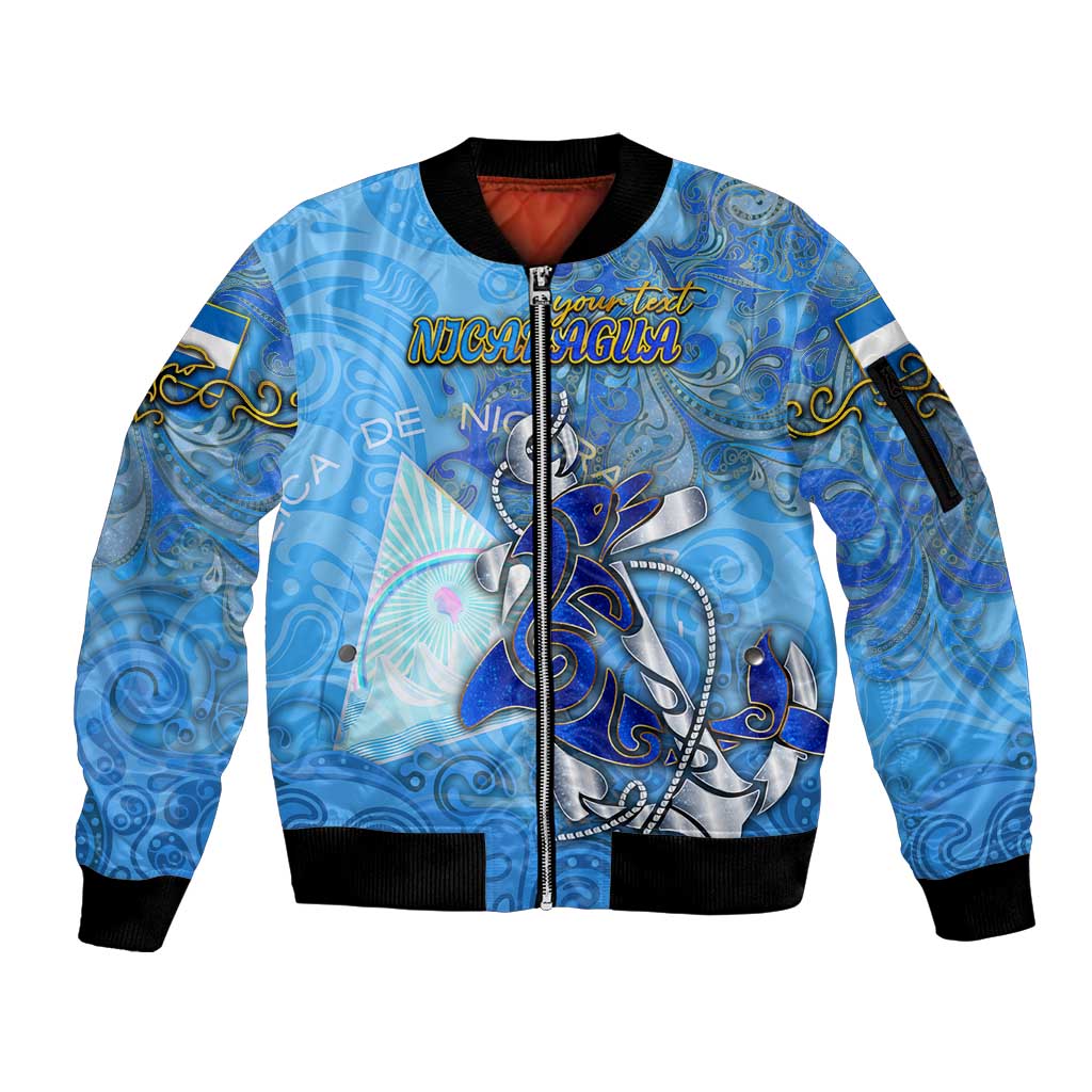 Ocean Spirit of Nicaragua Sleeve Zip Bomber Jacket Anchored in Nicaraguan Pride - Aussie Hoodie