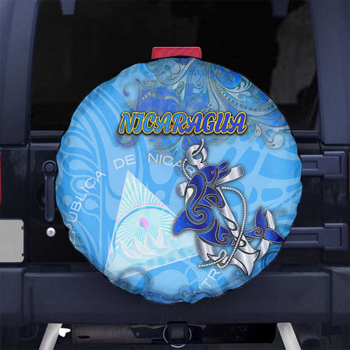 Ocean Spirit of Nicaragua Spare Tire Cover Anchored in Nicaraguan Pride - Aussie Hoodie
