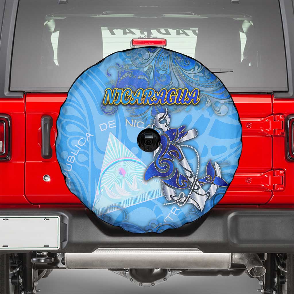 Ocean Spirit of Nicaragua Spare Tire Cover Anchored in Nicaraguan Pride - Aussie Hoodie