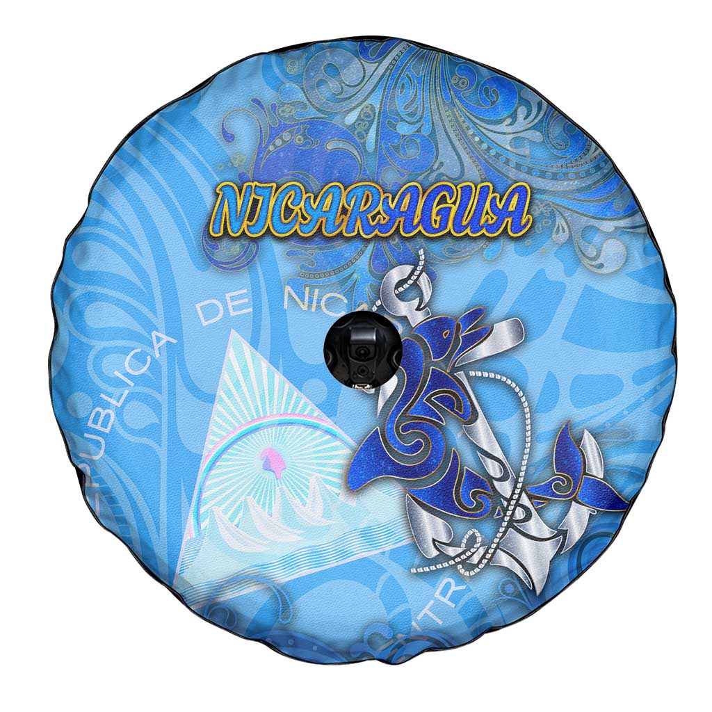 Ocean Spirit of Nicaragua Spare Tire Cover Anchored in Nicaraguan Pride - Aussie Hoodie