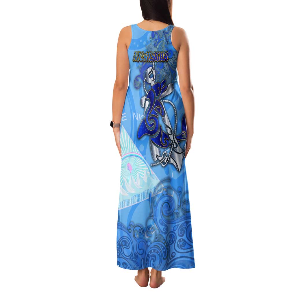 Ocean Spirit of Nicaragua Tank Maxi Dress Anchored in Nicaraguan Pride - Aussie Hoodie