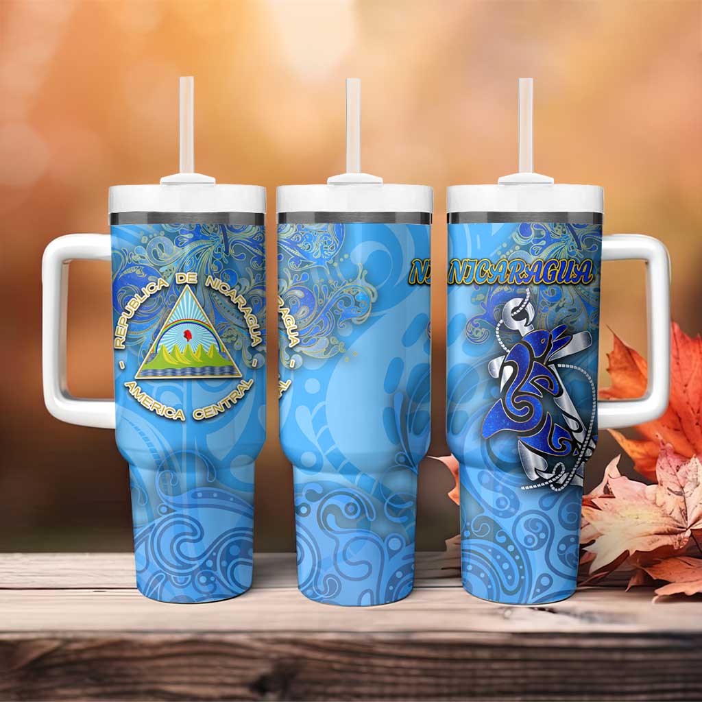 Ocean Spirit of Nicaragua Tumbler With Handle Anchored in Nicaraguan Pride - Aussie Hoodie