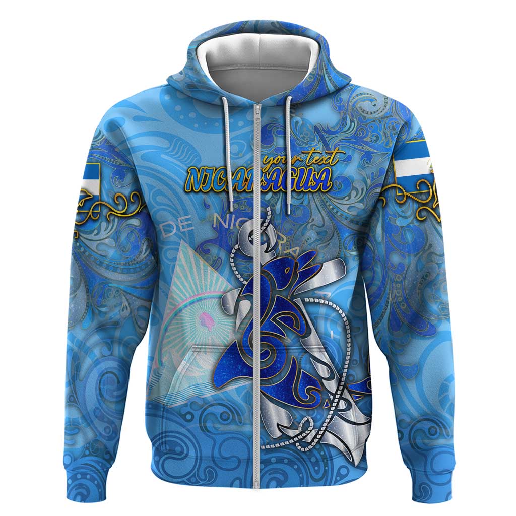 Ocean Spirit of Nicaragua Zip Hoodie Anchored in Nicaraguan Pride - Aussie Hoodie
