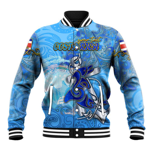 Ocean Spirit of Costa Rica Baseball Jacket Anchored in Costa Rican Pride - Aussie Hoodie