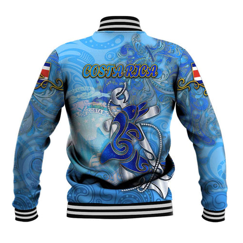Ocean Spirit of Costa Rica Baseball Jacket Anchored in Costa Rican Pride - Aussie Hoodie